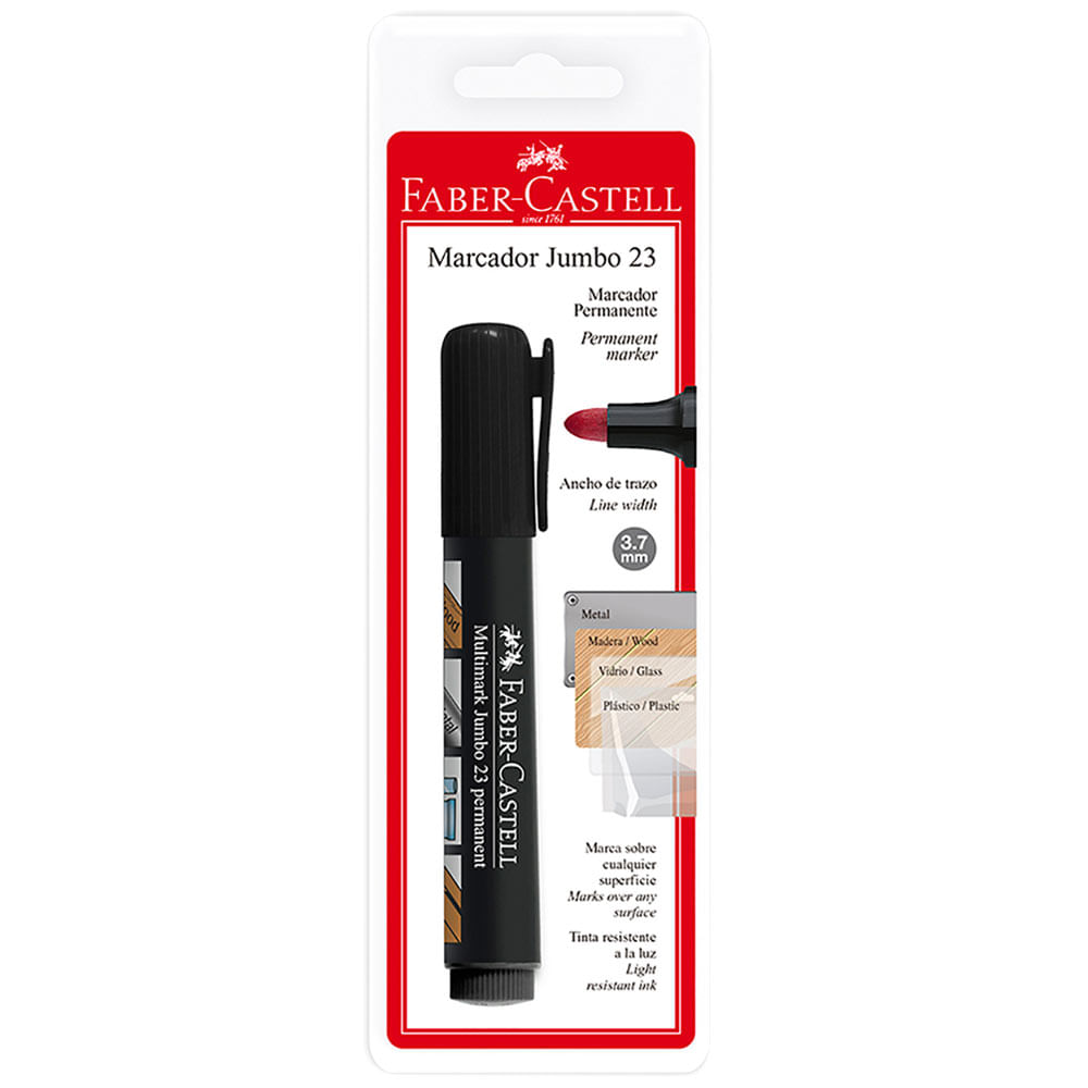 Plumón Indeleble  FABER CASTELL Jumbo 23 Negro Blíster 1un