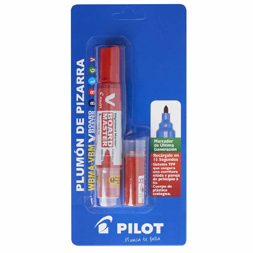 Plumón de Pizarra PILOT WBMA Rojo + Repuesto Rojo Blíster 1un