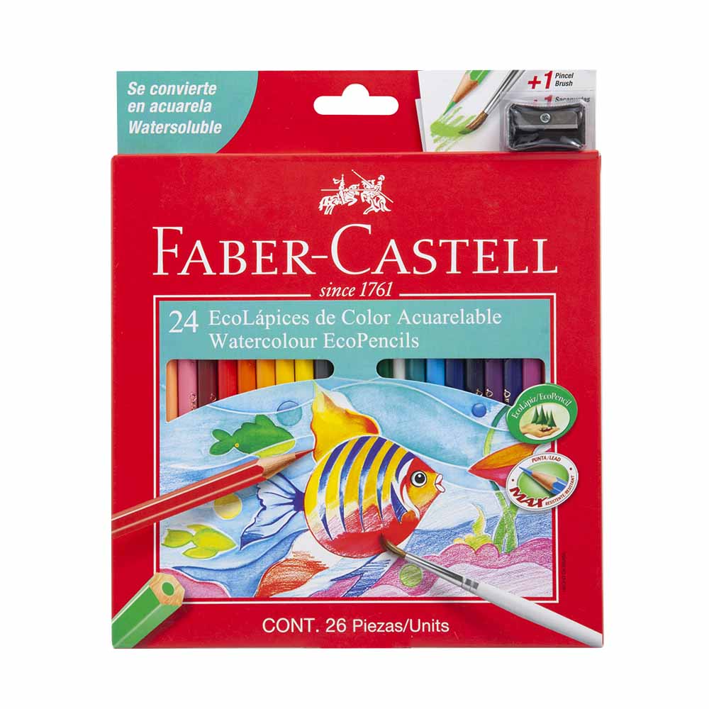 Lápices FABER CASTELL Eco-Lápices Color Acuarelable Caja 24un