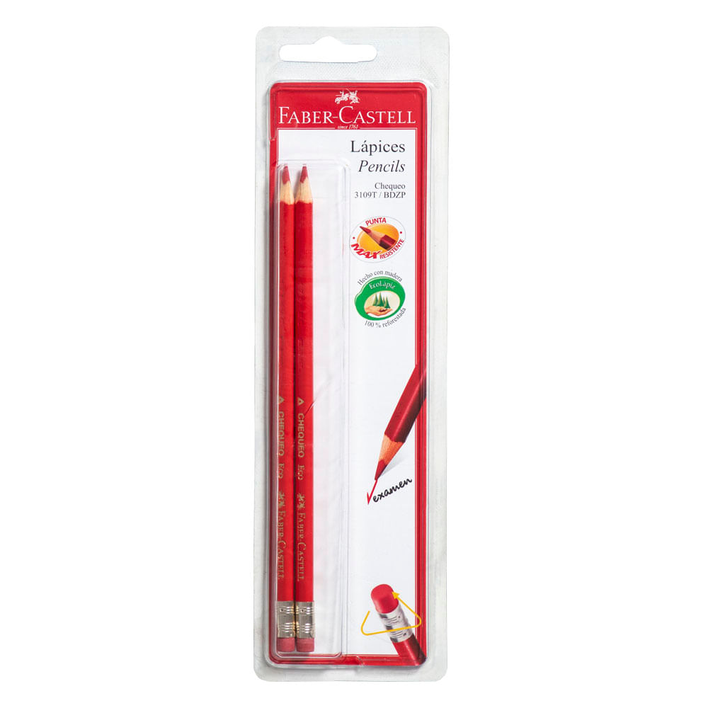 Lápices FABER CASTELL Chequeo 3109T/BDZP Rojo Blíster 2un