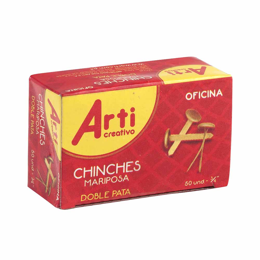 Chinches Mariposa Doble Plata ARTI CREATIVO Caja 50un