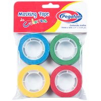 Cinta Adhesiva PEGAFAN Masking Tape Colores 4 Rollos 19mmx10m