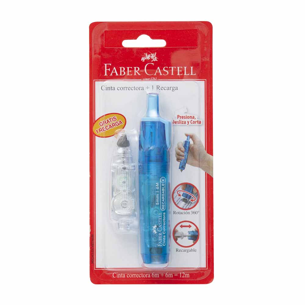 Cinta Correctora FABER CASTELL + 1 Recarga Azul