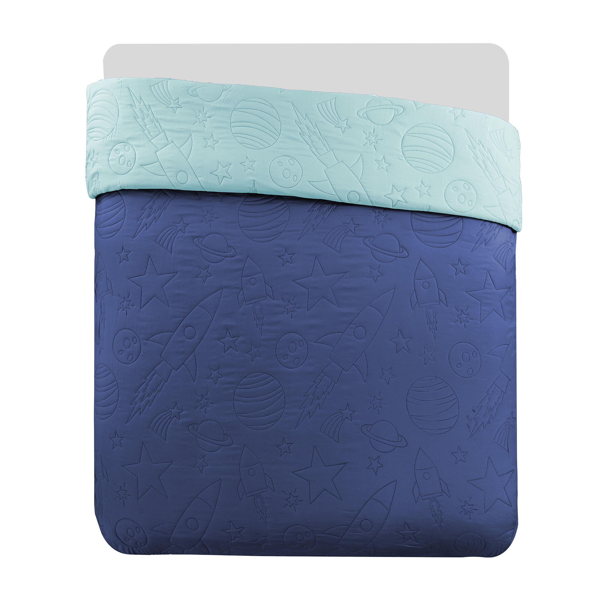 Cubrecama VIVA HOME Bicolor Azul 1.5 Plazas