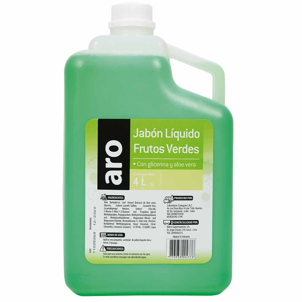 Jabón Líquido ARO Frutos Verdes Botella 4L