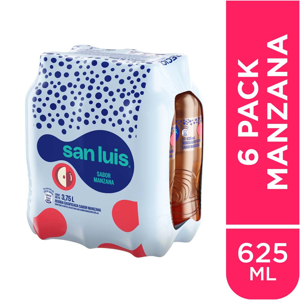 Agua con Gas SAN LUIS Sabor a Manzana Botella 625ml Paquete 6un