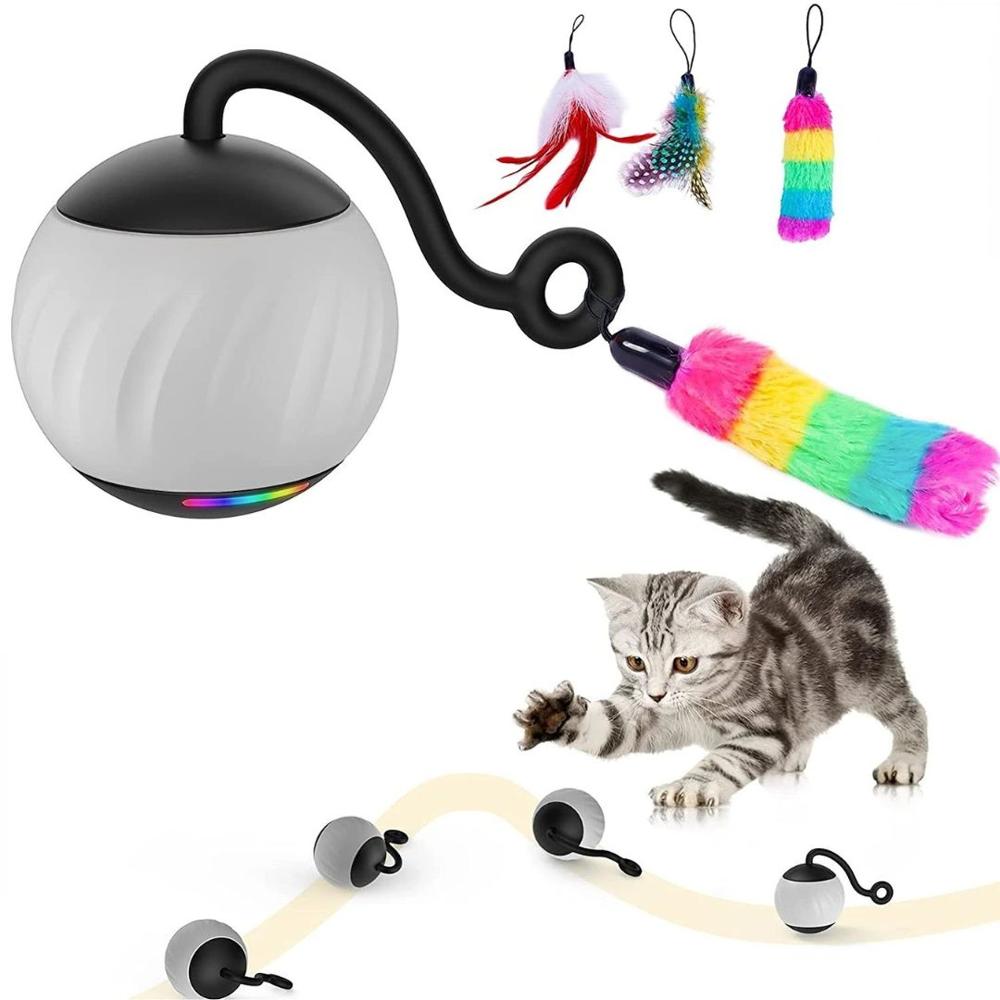 Pelota Inteligente Para Gatos, Juguete Interactivo Giratorio LED, 360 grados