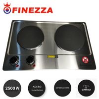Cocina eléctrica Finezza 02 hornillas Acero inox Elegante mesa o empotrable