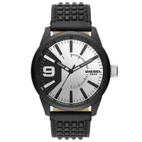 Reloj Diesel Rasp DZ1963 Para Hombre Acero Inoxidable Correa de Cuero Negro Amarillo