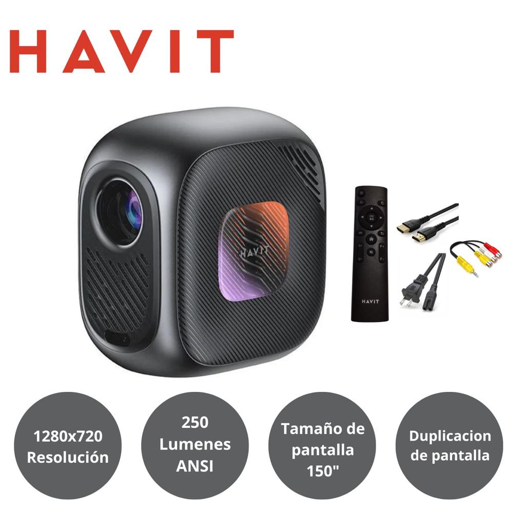 Proyector HAVIT PJ215 PRO 250 ANSI Lumens 4K 150"" Wifi Negro