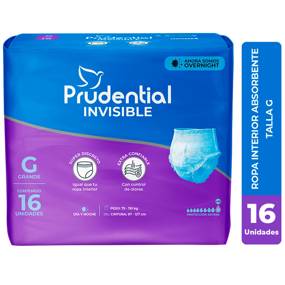 Ropa Interior PRUDENTIAL Pants Adulto Talla G Paquete 16un