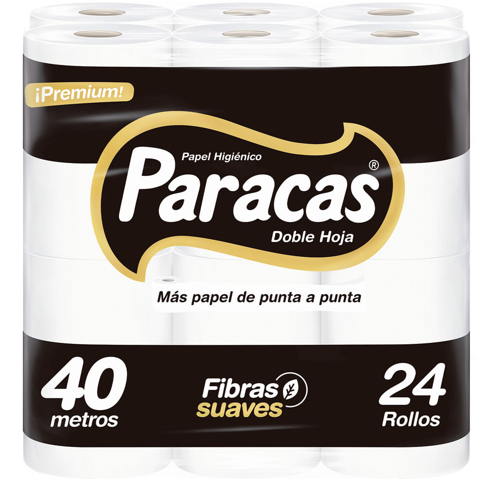 Papel Higienico Doble Hoja PARACAS Gold Negro Paquete 24un