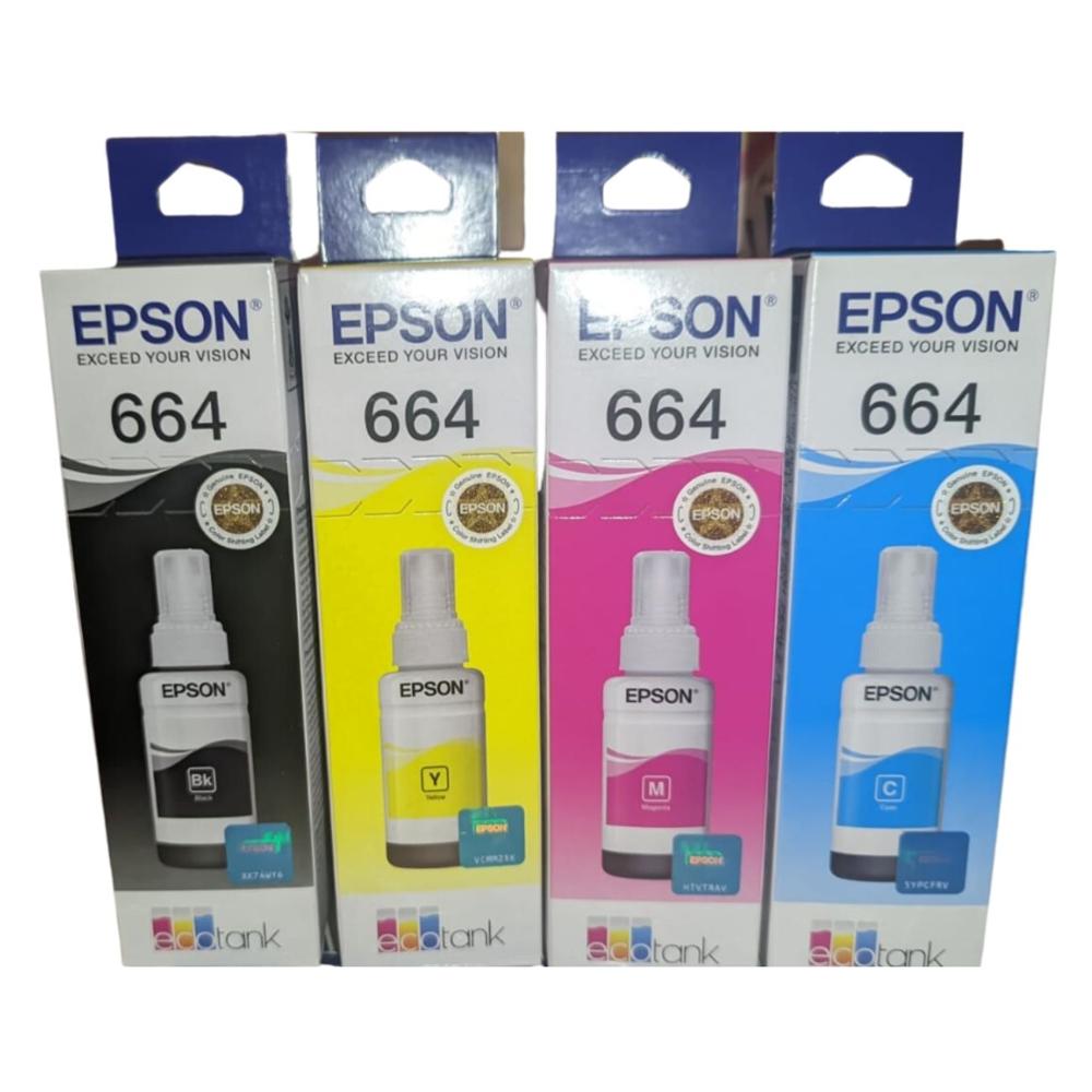 Kit Tinta Epson T664 Cyan Magenta Amarillo Negro Original