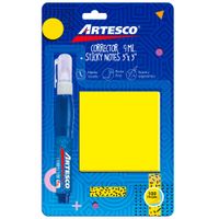 Pack ARTESCO Corrector 9m + Sticky Note 3x3'' 100 Hojas