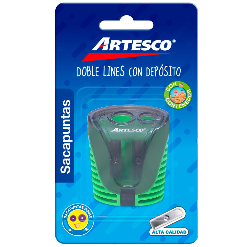 Sacapuntas ARTESCO Doble Lines con Depósito Blister 1un
