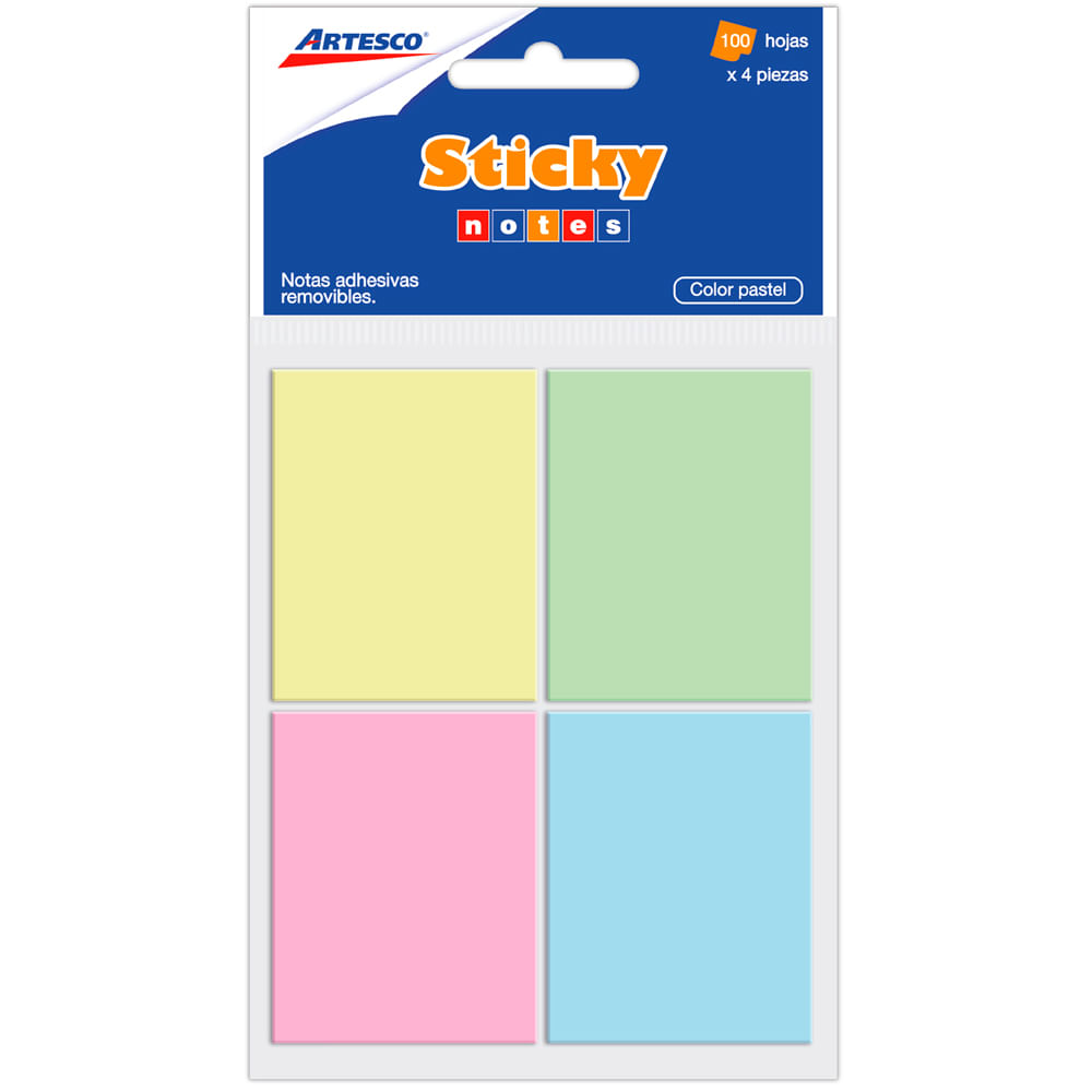 Notas Adhesivas ARTESCO Colores Pastel Paquete 100 Hojas