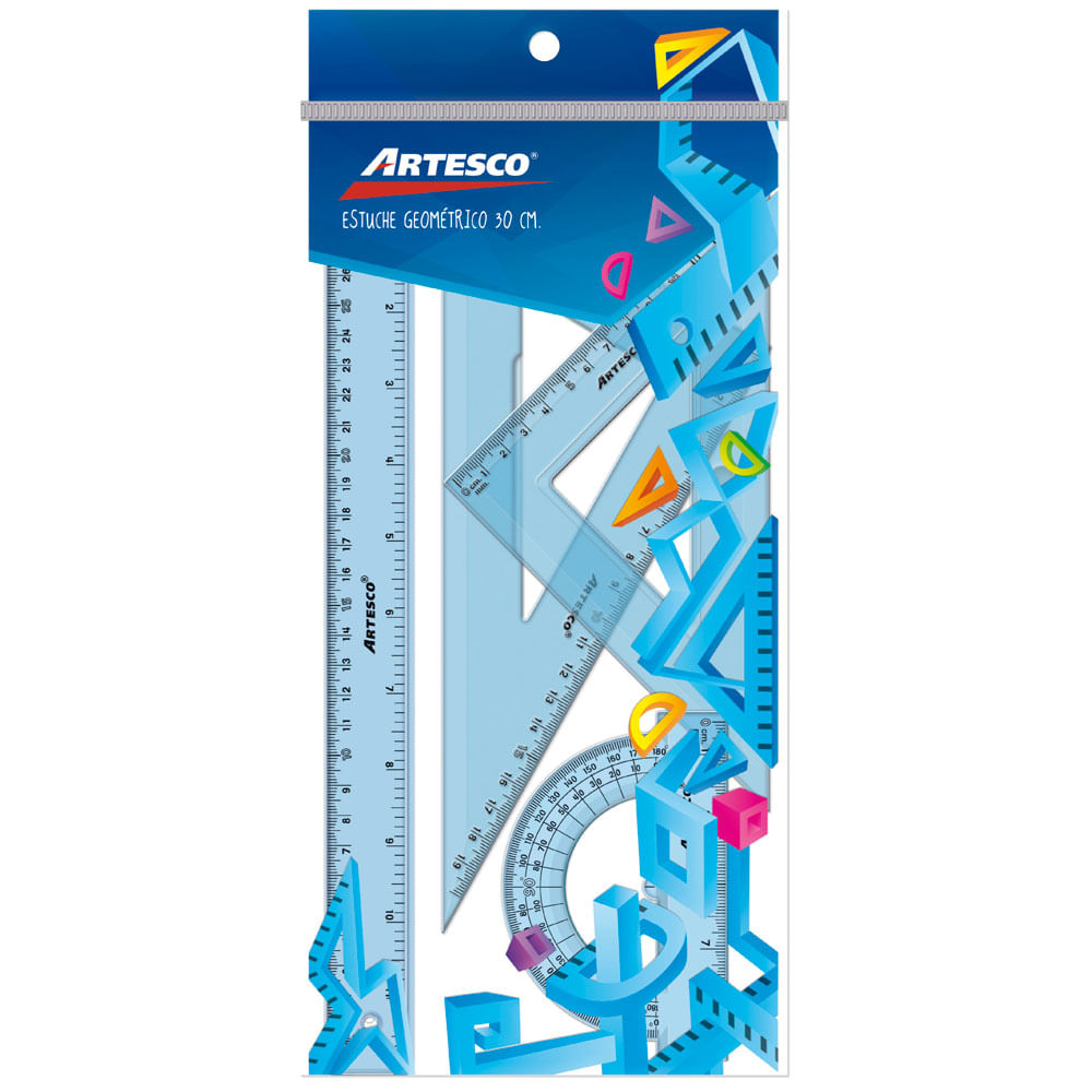 Estuche Geométrico ARTESCO 30cm Bolsa 4un
