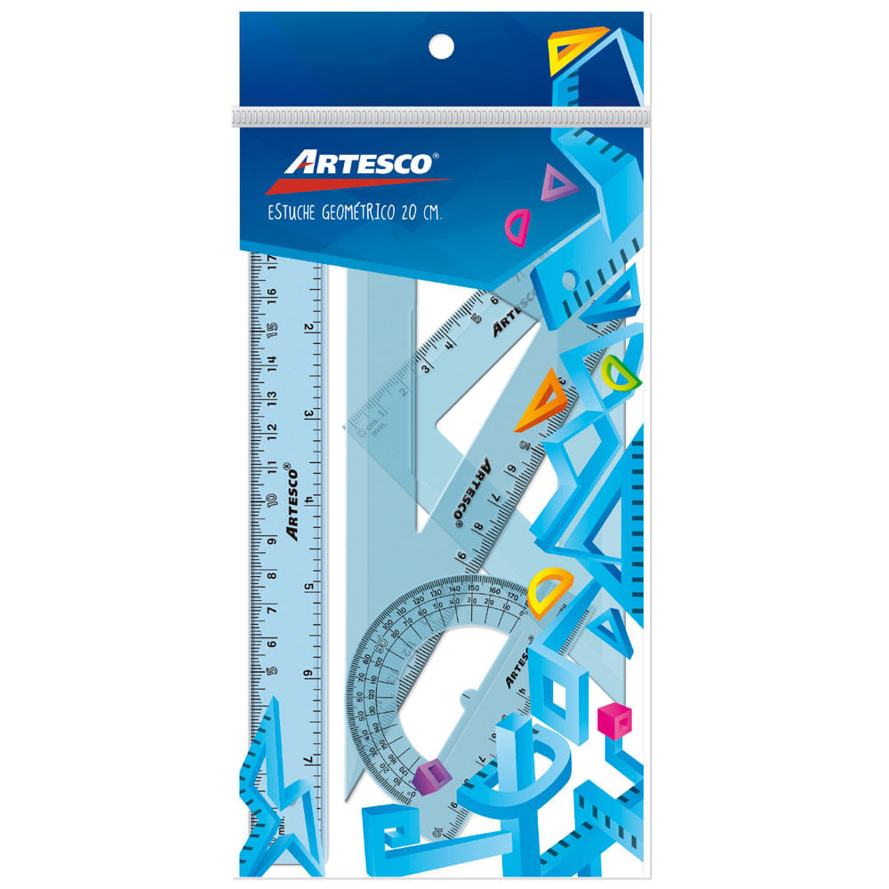 Estuche Geométrico ARTESCO 20cm Bolsa 4un