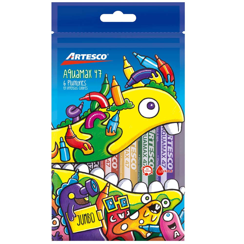 Plumón Grueso ARTESCO Aquamax Paqeuete 6un