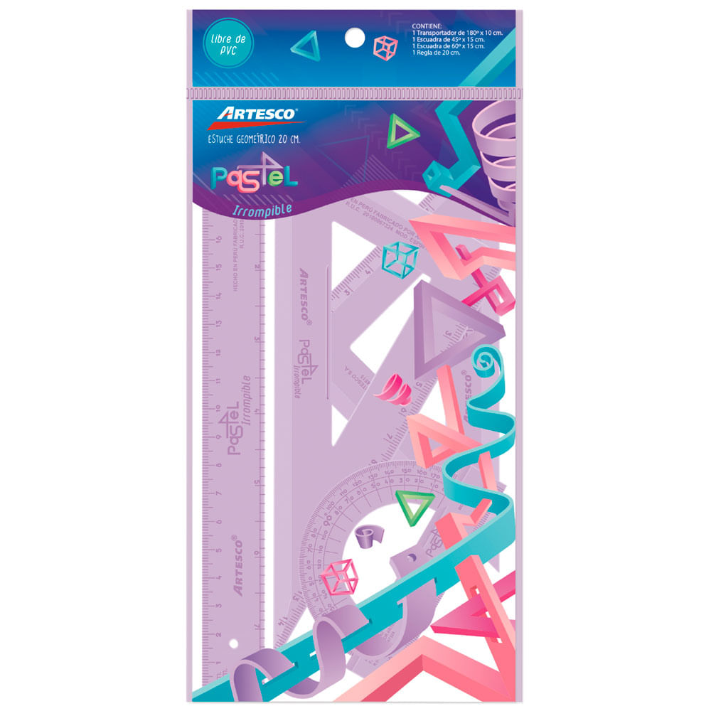 Estuche Geométrico ARTESCO Pastel 30cm