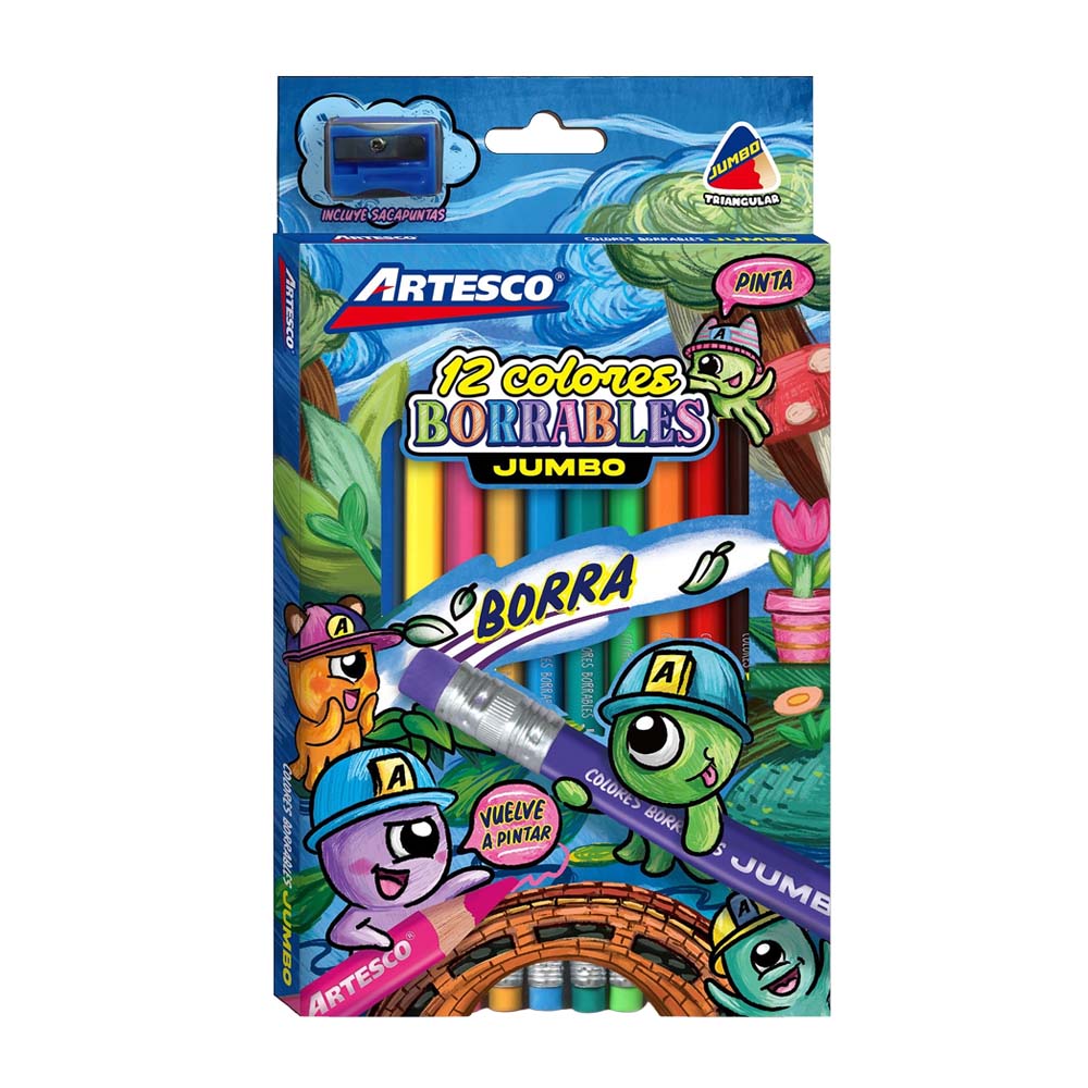 Colores Borrables Jumbo ARTESCO x12 Unidades -Sacp