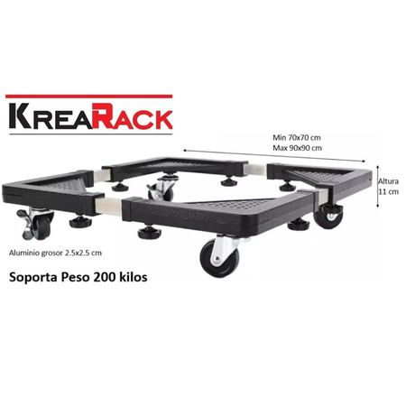 Base para Cocina 5 o 6 Hornillas Movil Ajustable con Ruedas 70 a 90cm Krearack Negro