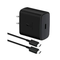 Cargador 45W carga super rapida-Tipo C  Cubo + Cable Negro