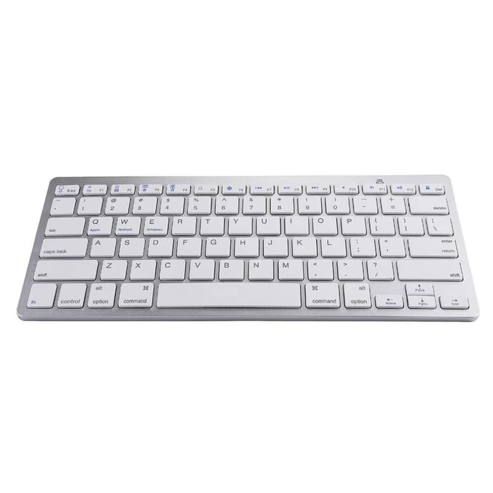 Teclado Bluetooth Inalambrico Blanco Plateado