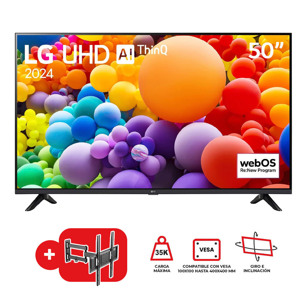 Televisor LG 50"" LED Smart TV UHD 4K con ThinQ AI 50UT7300PSA + Rack Movil MTEX-3255