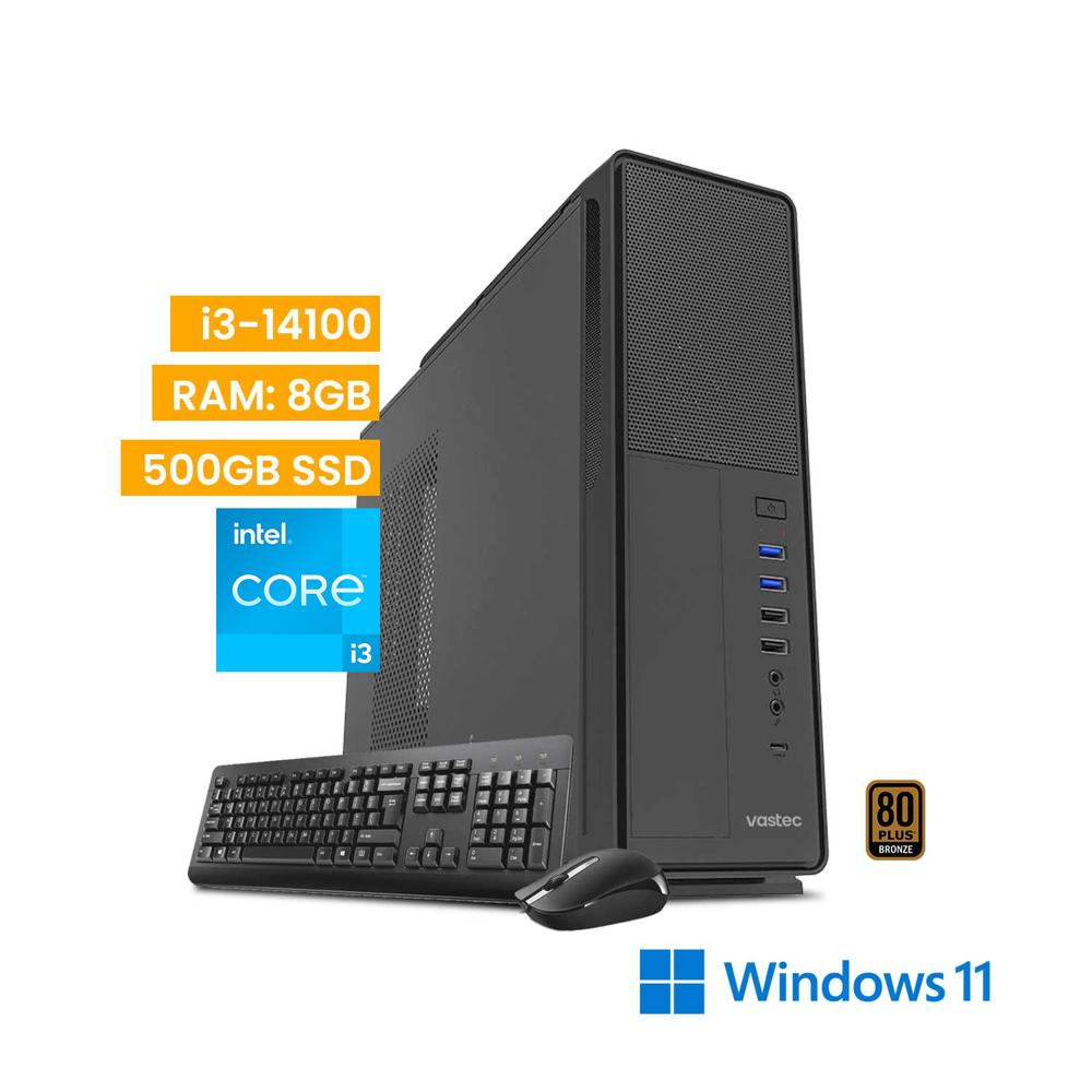 Computadora Vastec Silver i3-14100 8GB 500GB SSD Win 11 Home