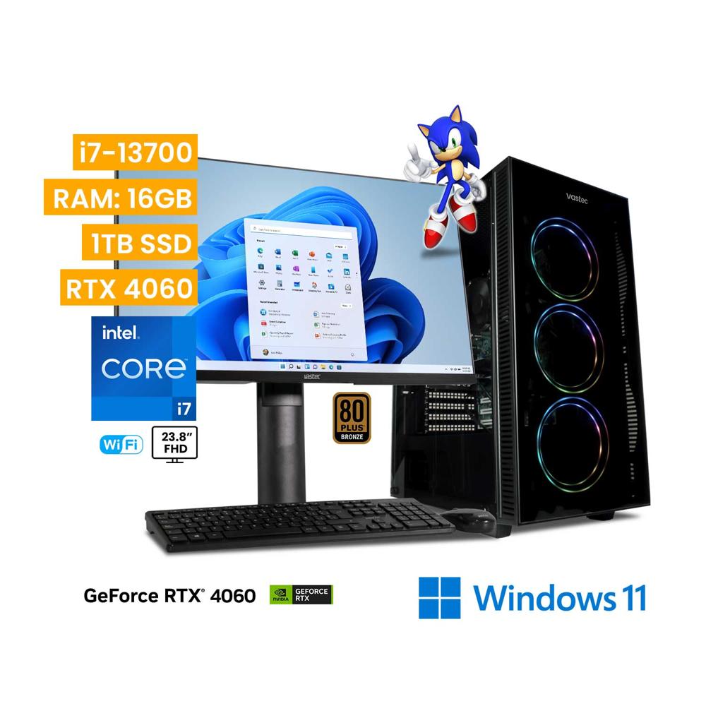 Computadora Vastec Gamer Sonic i7-13700 16GB 1TB RTX 4060 Win 11 Home
