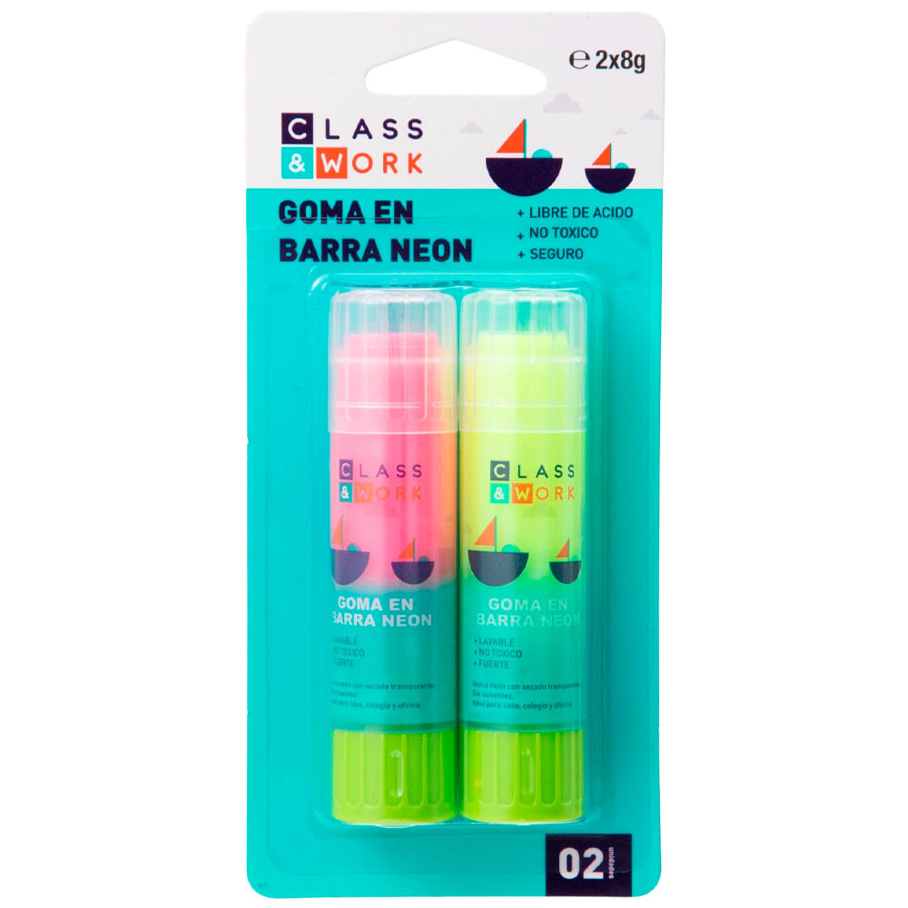Goma Stick 8G Neon CLASS&WORK 2un