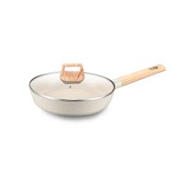 Sarten 24 cm Aluminio Antiadherente Cubierta En Marmol Con Tapa Vidrio