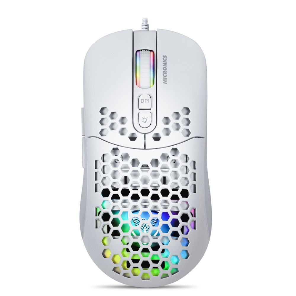 Mouse Gamer Alambrico Micronics Warrior MIC GM827W RGB DPI 7200 Color Blanco