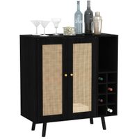 Mueble Aparador Bar con Ratan Romeh Negro Muebles Bonno