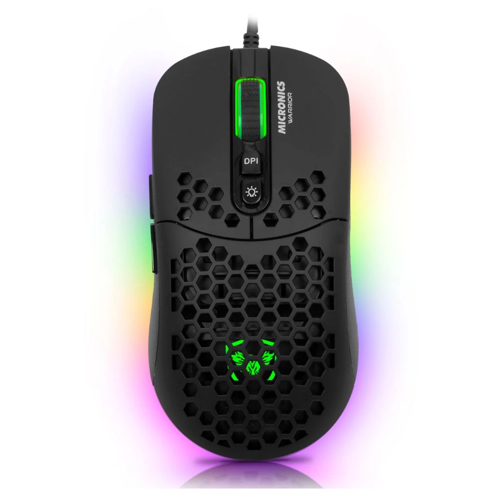 Mouse Gamer Alambrico Micronics Warrior MIC GM827 RGB DPI 7200 Color Negro