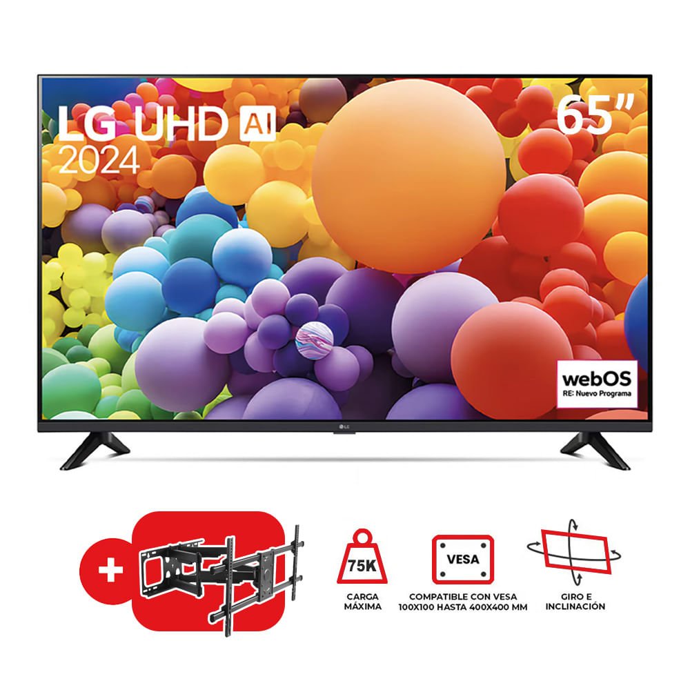 Televisor LG 65"" LED Smart TV UHD 4K con ThinQ AI 65UT7300PSA + Rack Movil LPA-6590