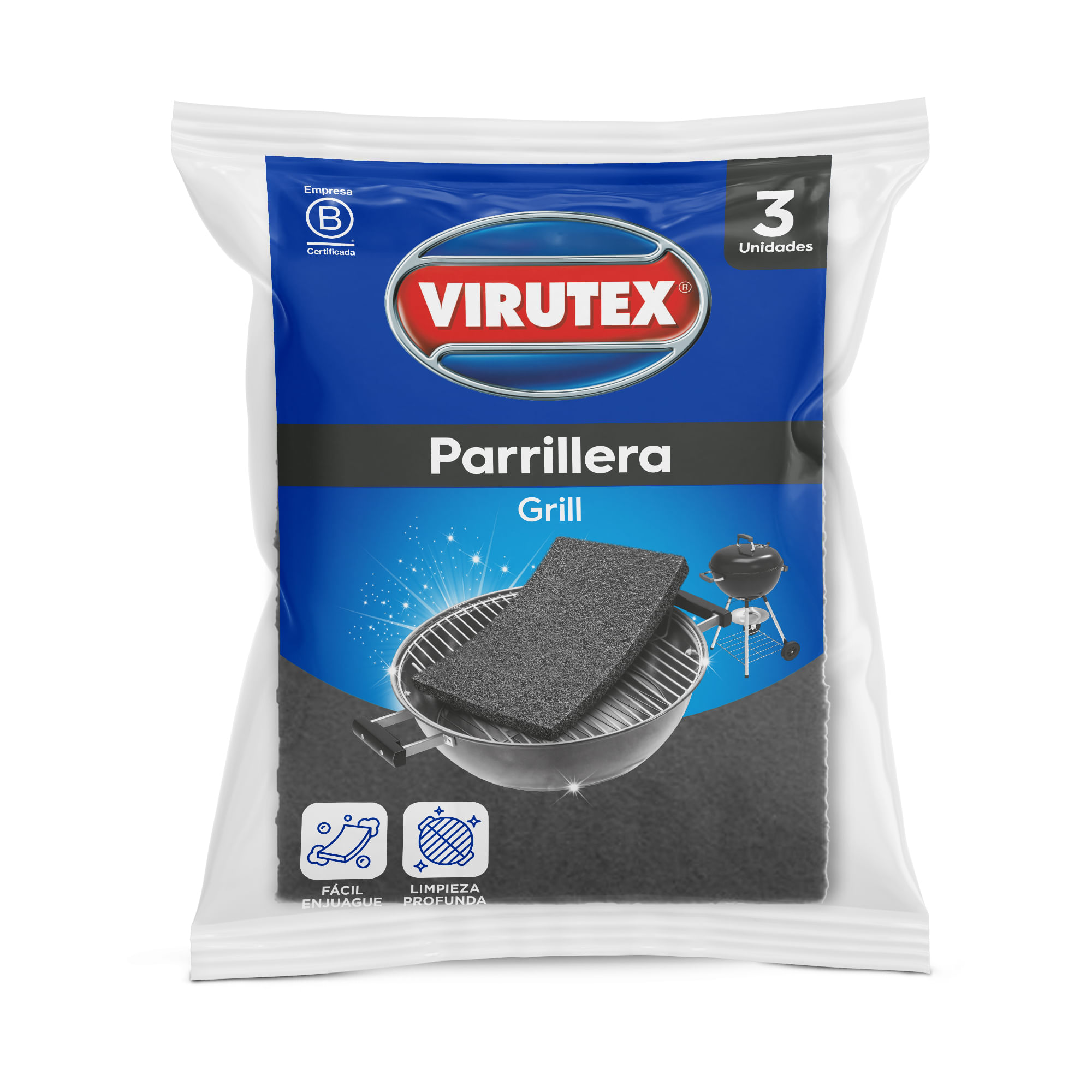 Esponja Parrillera VIRUTEX bolsa x3un
