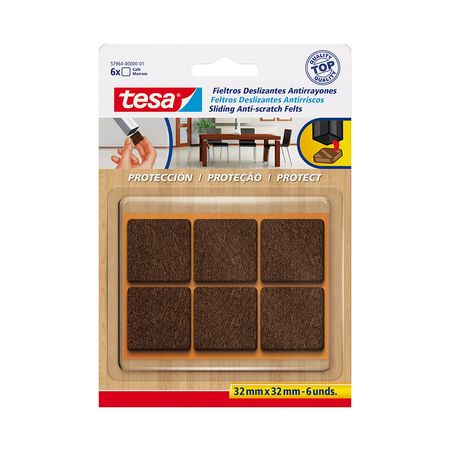 Paño de Fieltro Tesa Protect 32mmx32mm Café Juego de 6 Unidades