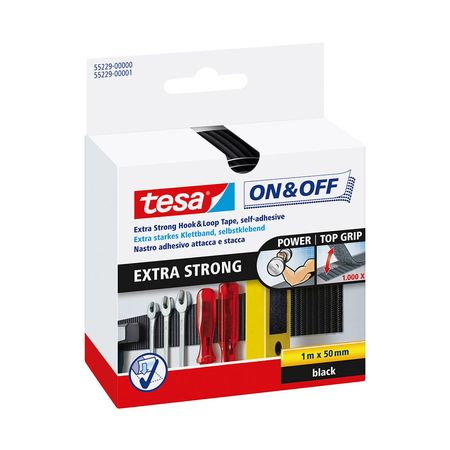 On&Off Extra strong tape negra 50mmx1m Tesa