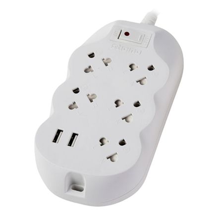 Extensión 5 tomas Universal + Tierra 2 USB Bticino