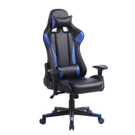 Silla Gamer Reclinable 155° Racing Pro Cuero PU-Espuma Negro/Azul Orange