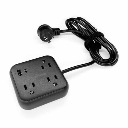 Extensión cuadro 3 tomas 1 USB 1 Tipo C Negra Werken