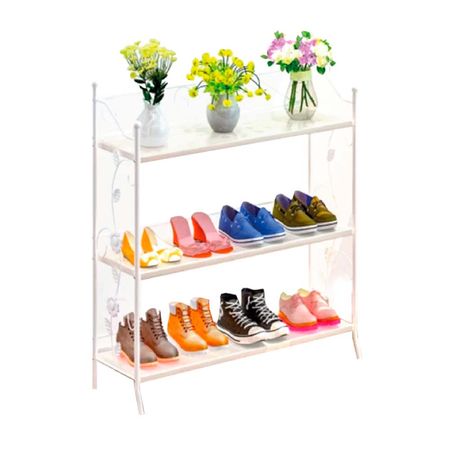 Zapatera metal/madera blanca Orange