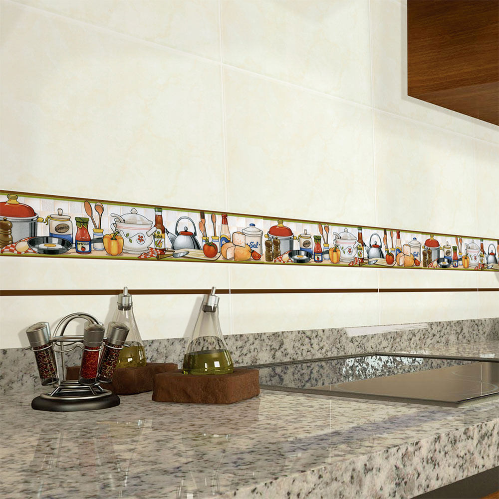 Listelo Cerámico Kantu Modelo Colorado Blanco Brillante de 39.5x7.7 cm