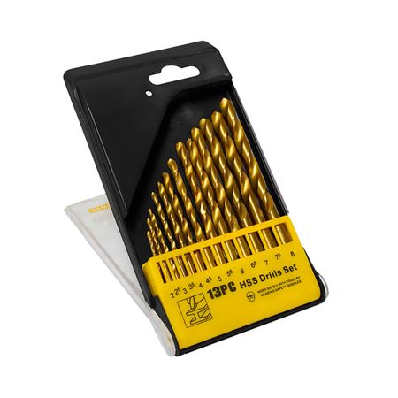 Juego de Brocas de Acero Bañadas en Titanio Kamasa de 13 Piezas