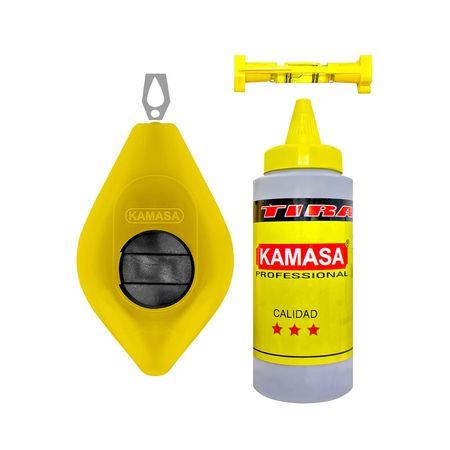 Tiralínea 15 metros con nivel Kamasa PVC Resistente