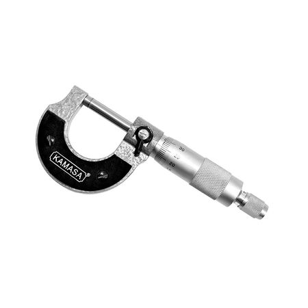 Micrómetro Kamasa 025 mm de Acero con Mango de Aluminio Cromado