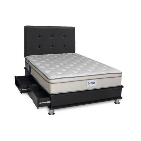 Cama Technodream Pocket Dream King Negro + Incluye cajones