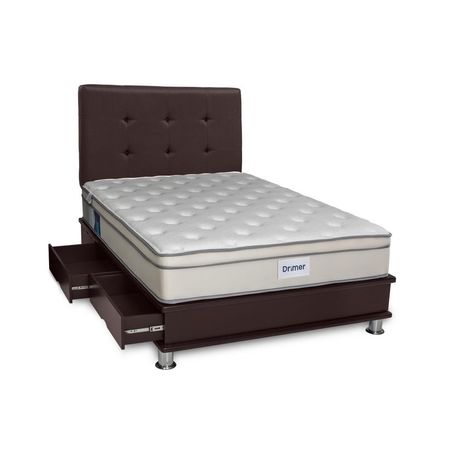 Cama Technodream Cajones Pocket Dream 2 Plazas Marrón + Incluye cajones
